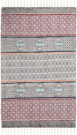 Newplan Art 0457 Handgefertigt Rutschfest Teppich Rechteckig Synthetisch,Polyester/Cotton/Leather mit Fransen Mehrfarbig