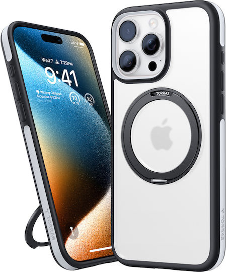 Torras Ostand Задна корица Силикон Черен (iPhone 16 Pro Max)