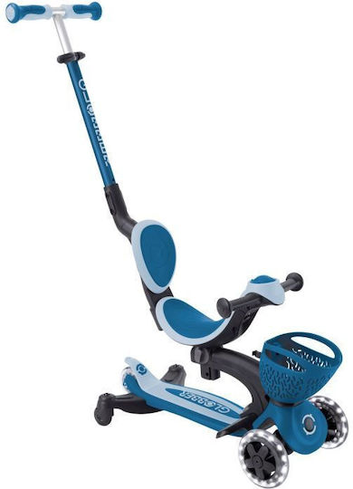Globber Kids Scooter Foldable Go.Up Baby Lights 360 3-Wheel with Seat for 15 Months Dark Blue