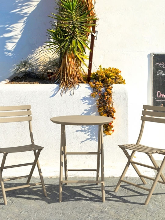 Helen Outdoor Dinner Foldable Polypropylene Table Taupe 60x60x74cm