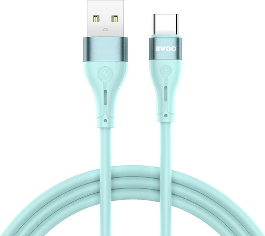 Cablu Bwoo Minimalist din Silicon 3A X280C USB-A la USB-C Verde 6933654810845