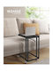 Rectangular Side Table Metal with Wheels Black Ebony W50xL35xH60cm