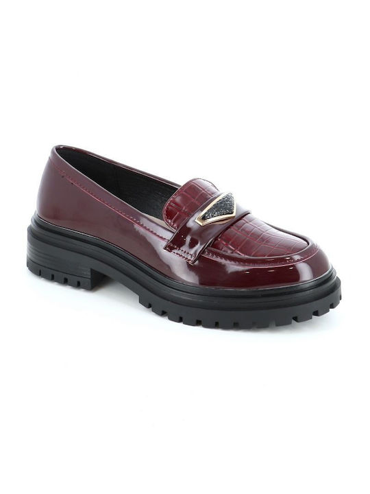 B-Soft Piele Moccasini pentru femei în culoarea Burgundy