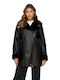 Only Women's Leather Half Coat black