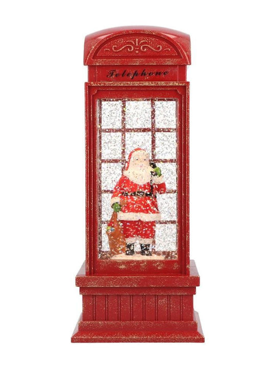 Christmas Battery-Powered Red Telephone Booth Waterspinning LED 10.5x10.5x25cm