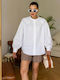 Langärmelig Damen Hemd White