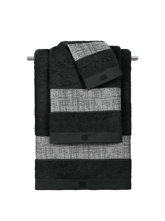 Guy Laroche Set of Bath Towels 3 pcs Valley Silver Black Weight 500gsm
