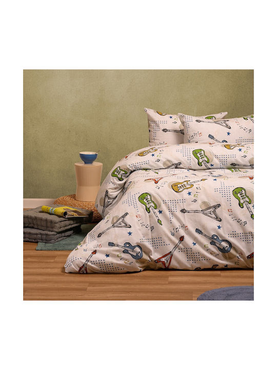 Melinen Sheet Set Single with Elastic Band Cotton Ecru 170x260cm 3pcs