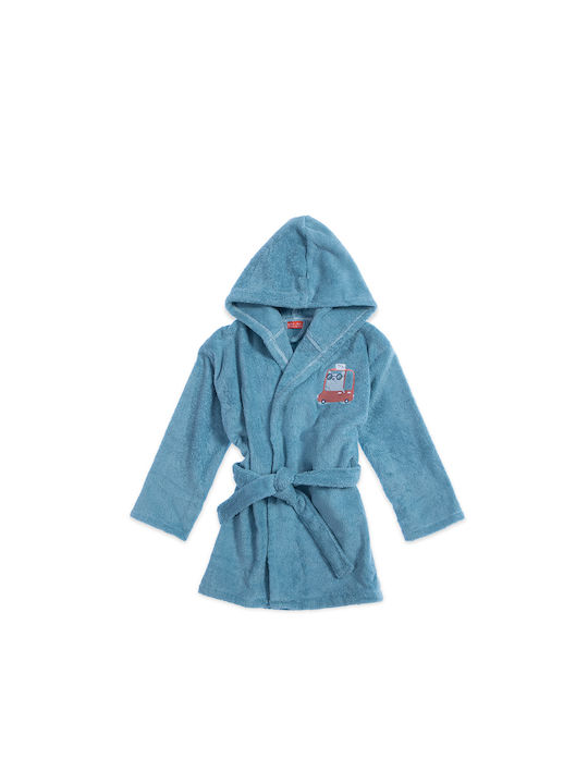 Nef-Nef Homeware Baby Bathrobe Hooded Traffic Cameo Blue
