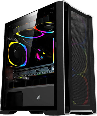 1STPLAYER Trilobite T4 Mesh Геймърско бюро Мини кула Компютърна кутия със страничен прозорец Черен
