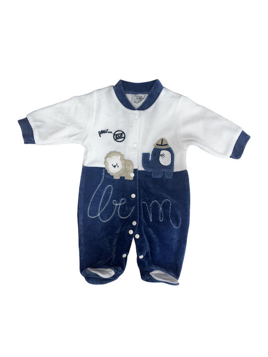 Sweet Baby Baby Bodysuit Long-Sleeved Velvet White-blue