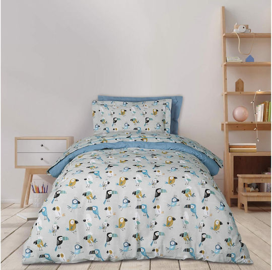 Das Home Σετ Παιδική Παπλωματοθήκη Μονή Blue, Grey, Mint Blue