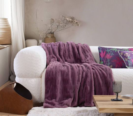 Nef-Nef Homeware Vivo Κουβέρτα Γούνινη Καναπέ 130x180εκ. Orchid