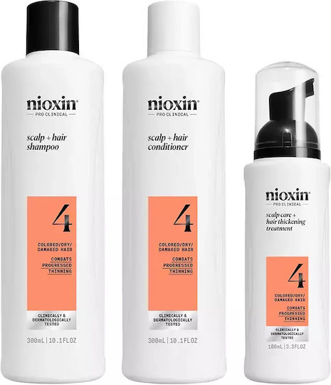 Nioxin 4 Комплекта Грижа За Косата За Лечение На Косопад За Боядисана Коса С Шампоан И Балсам 3 Бройки
