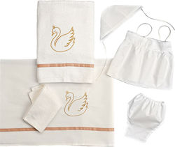 Set of Christening Oilcloths for Girls, Swan Theme