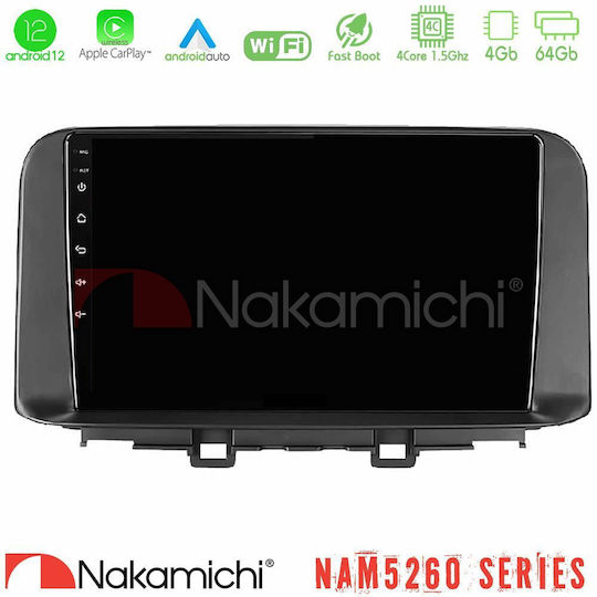 Nakamichi Car Audio System for Hyundai Kona 2018-2023 (Bluetooth/USB/AUX/WiFi/GPS/Apple-Carplay/Android-Auto) with Touch Screen 10"