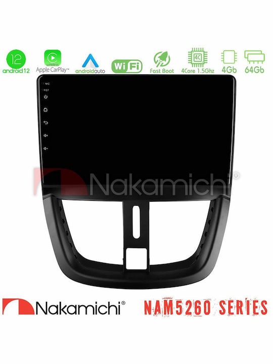 Nakamichi Car Audio System for Peugeot 207 2006-2012 (Bluetooth/USB/AUX/WiFi/GPS/Apple-Carplay/Android-Auto) with Touch Screen 9"