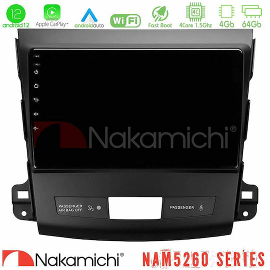 Nakamichi Car Audio System for Peugeot 4007 Mitsubishi Outlander Citroen C-Crosser 4007 (Bluetooth/USB/AUX/WiFi/GPS/Apple-Carplay/Android-Auto) with Touch Screen 9"