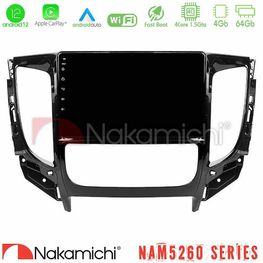 Nakamichi Nam5260 Serie 4core Android12 4+64GB Mitsubishi L200 2016-> & Fiat Fullback Auto A C Navigations-Multimedia-Tablet 9" Carplay & Android Auto