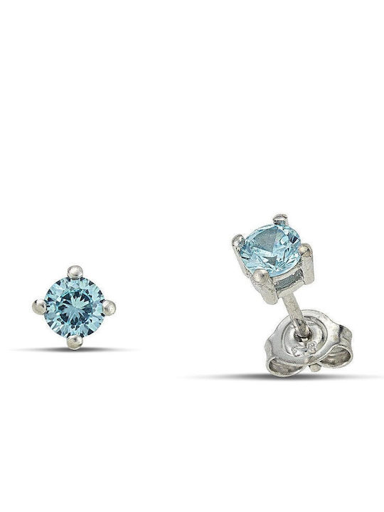 Themelidis Jewels Σκουλαρίκια από Λευκόχρυσο 14Κ με Πέτρες Γαλάζια