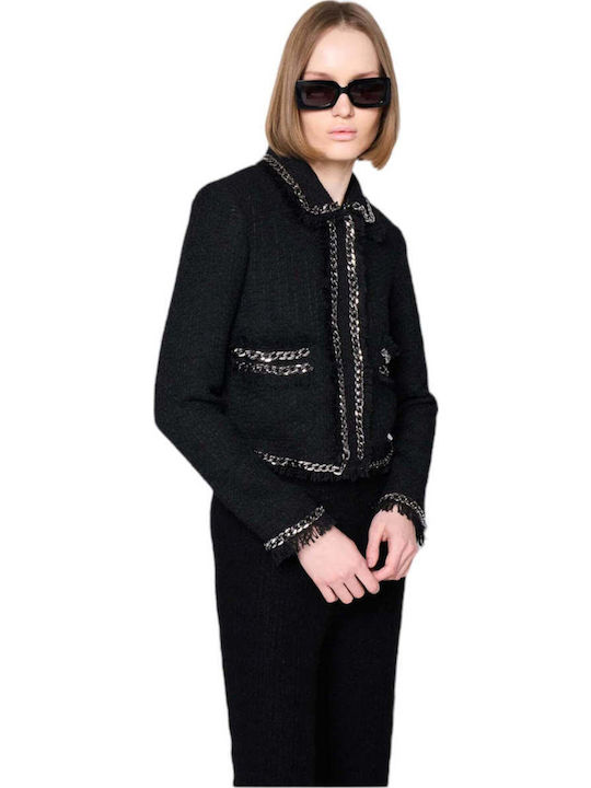 Silvian Heach Women's Tweed Blazer Black Silvian Heach Women's Tweed Blazer Black