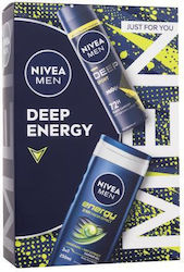 Nivea Men Deep Energy Skin Care Set for Cleaning Body Cleaning with Bubble Bath