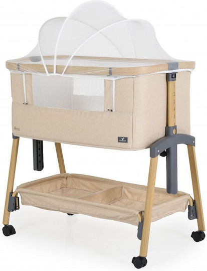 Cangaroo Λίκνο Amo με Στρώμα, Πλαϊνό Άνοιγμα και Ρόδες Beige