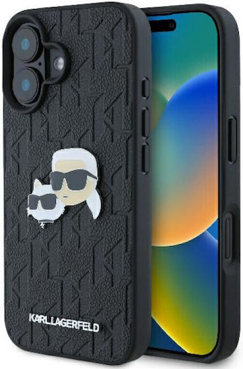 Karl Lagerfeld Monogram Karl&chaoupette Head Pin Umschlag Rückseite Kunststoff Schwarz (iPhone 16)