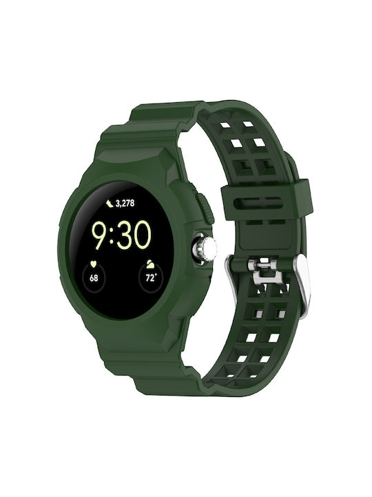 Techsuit Watchband Armband Silikon Grün (Google Pixel Watch 1 / 2 / 3 / 4 41 mm)