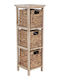 Eurocasa Furniture Floor Bathroom Shelf Wooden 25x25x77cm Beige