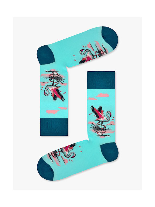 Nodo Cotton Sock Flamingo Pattern Light Blue