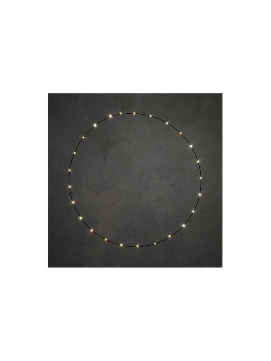 Schwarzer Kranz mit 25 warmweißen LED-Lichtern/Batterie Ø70cm