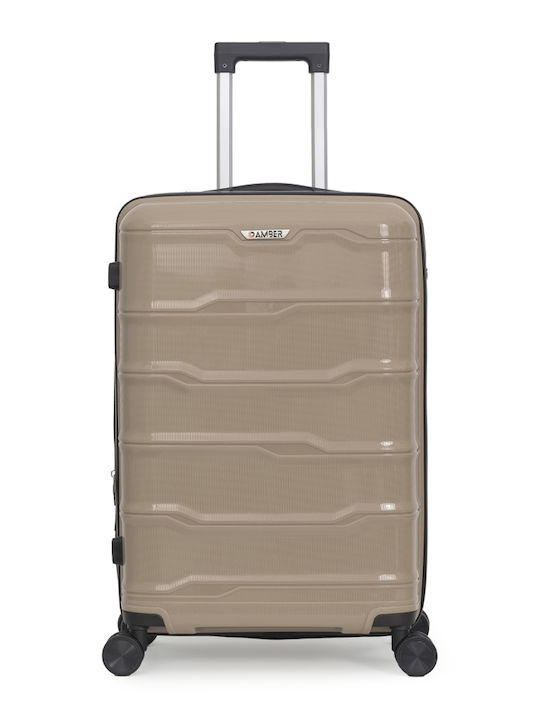 Amber Medium Hard Travel Suitcase Mocha with 4 ...