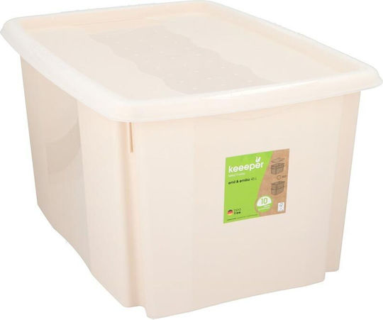 Plastic Storage Box with Lid Beige 55x40x30cm 1pcs