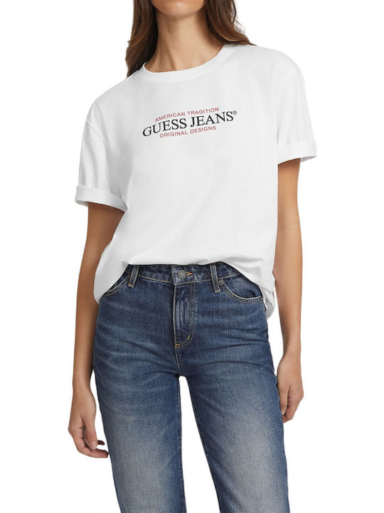 Guess Γυναικείο Oversized T-shirt Άσπρο