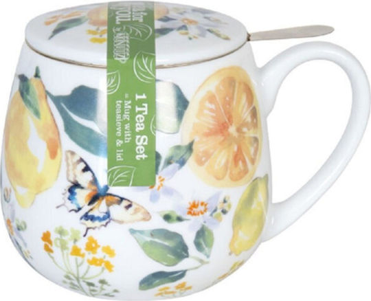 Konitz Mug from Porcelain with Lid Yellow 420ml