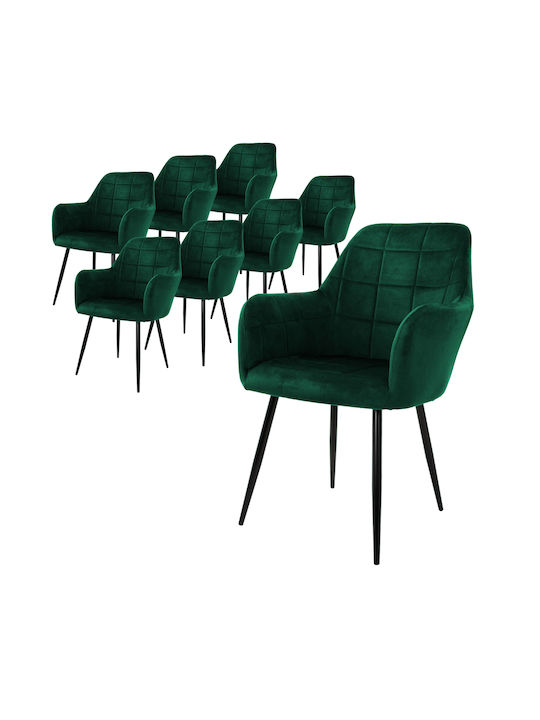 Dining Room Velvet Armchair Dark Green 6pcs