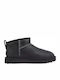 Classic Ultra Mini Leather Regen Leder Stiefeletten Damen Schwarz