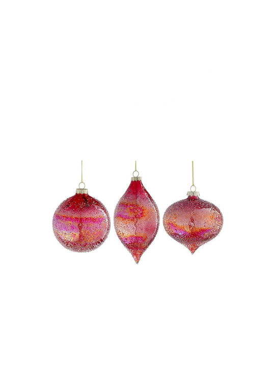 Red Iridescent Glass Ball 3 Designs D10cm