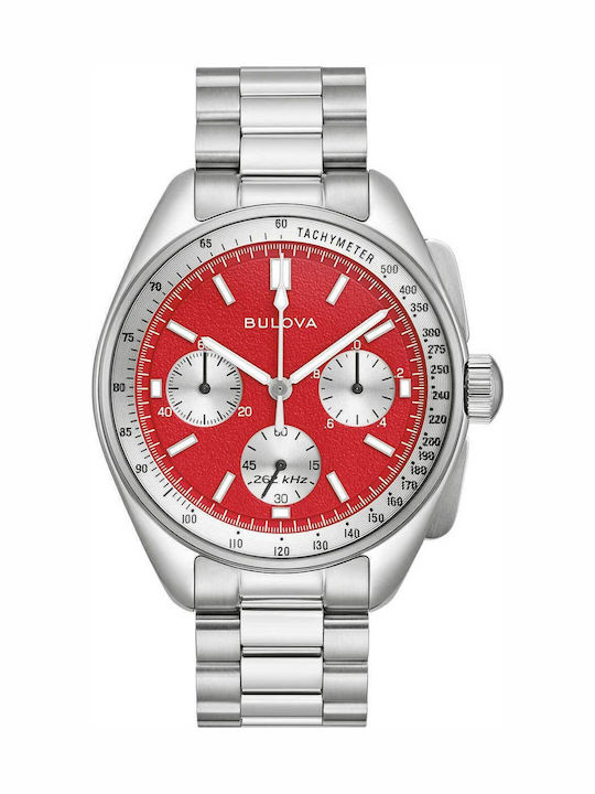 Bulova Lunar Pilot Special Ανδρικό Ρολόι Χρονογράφος Μπαταρίας με Ασημί Μεταλλικό Μπρασελέ