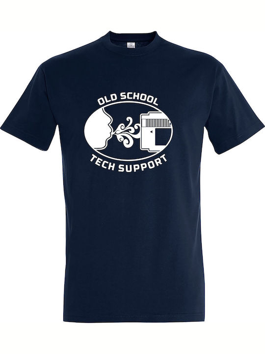 Old School Tech Support Pc Geek T-shirt Navy Μπ...