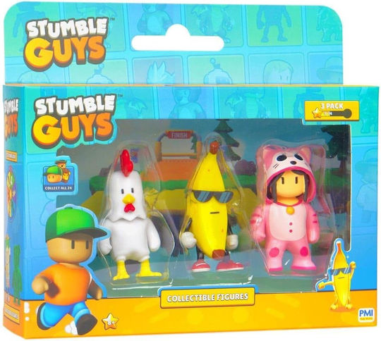 Boti Stumble Guys - Chicken and Banana Guy and Meowmer 3-Pack Miniature Novelty Toys Figures Height 6cm