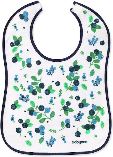 Babyono Waterproof Bib from 100% Cotton with Hoop & Loop Fastener Blue, Blueberry for 9 m+