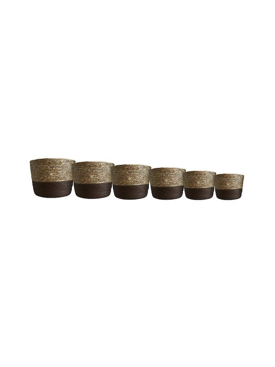Lalos Set of Decorative Baskets Wicker Black 6 Pieces