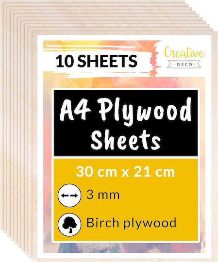 Creative Deco 10 X A4 Placaj 3mm 300 X 210 X 3 Mm Foi de Placaj Meșteșuguri Diy Perfecte pentru Pirografie Tăiere cu Laser Modelare Frezare Cnc Plotter Fierăstrău Puzzel