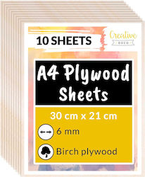 Creative Deco 10 X A4 Plywood 6mm 300 X 210 X 6...