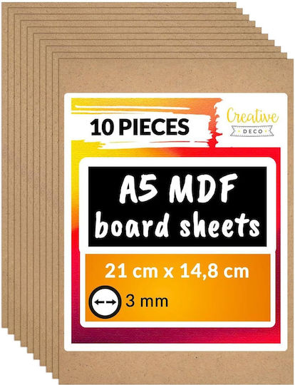 Creative Deco 10 x A5 MDF Platte 148 x 210 x 3 mm MDF Platten Basteln Handarbeit Perfekt für Pyrographie Laserschneiden Modellbau Fräsen CNC Plotter Laubsägearbeiten