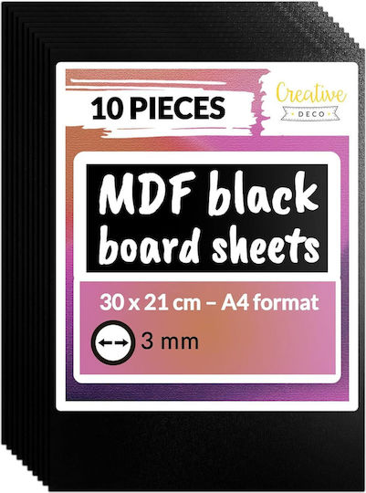 Creative Deco 10 x A4 MDF-Platte Schwarz 300 x 210 x 3 mm MDF-Platten DIY Basteln Perfekt für Pyrographie Laserschneiden Modellbau Fräsen CNC Plotter Laubsägearbeiten