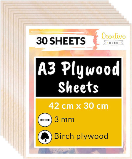 Creative Deco 30 X A3 Placaj 3mm 420 X 300 X 3 Mm Foi de Placaj Lucru Manual Creativ Perfect Pirografie Tăiere cu Laser Modelare Frezare CNC Plotter Fretă