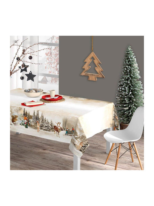 Weihnachtstischdecke Weihnachtsrentier Beige